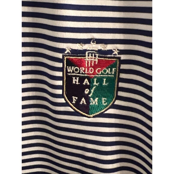 World Golf Hall of Fame Polo Shirt XXL 2XL Blue White Stripes Embroidered Logo - Picture 2 of 7